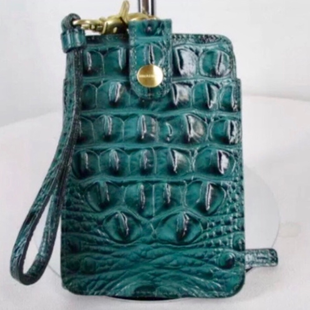 BRAHMIN Emerald Wristlet in Croc Emboss Leather